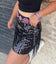 Black Sequin Side Fringe Skirt