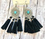 Concho Earring w/ Black Fringe